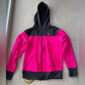 Adidas Climawarm Fleece Hoodie Womens Size Small Pink Black Full Zip